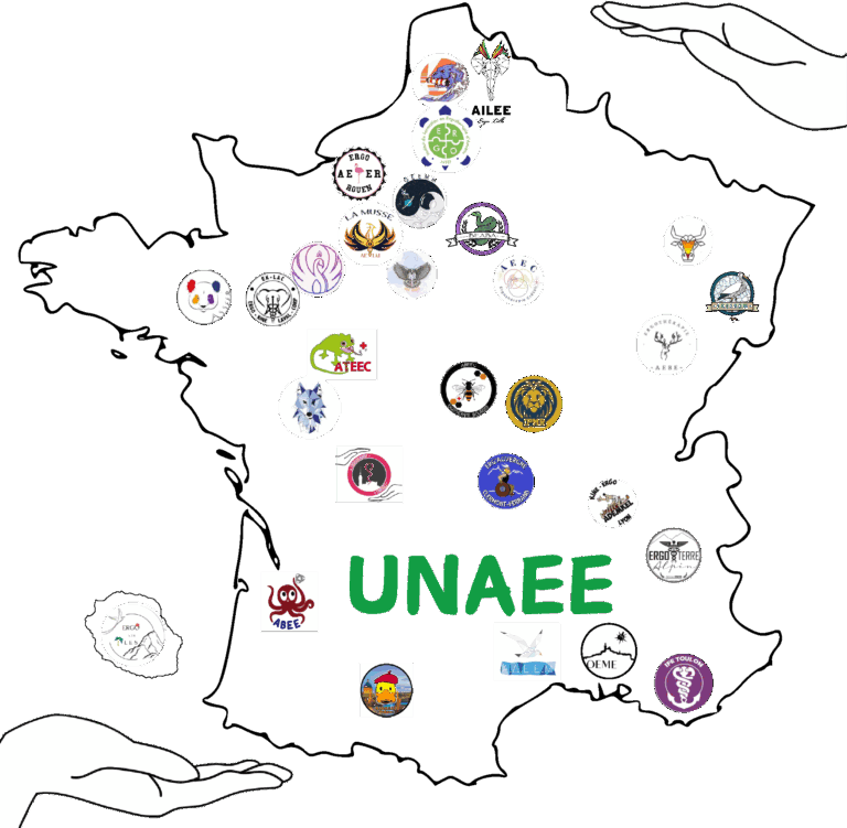 Carte de la France avec les logos des BDE des écoles adhérentes.